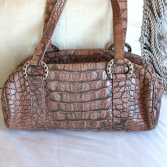 Donald J Pliner Dusty Pink Embossed Croc COUTURE Handbag.. Limited And Rare! - Picture 8 of 15